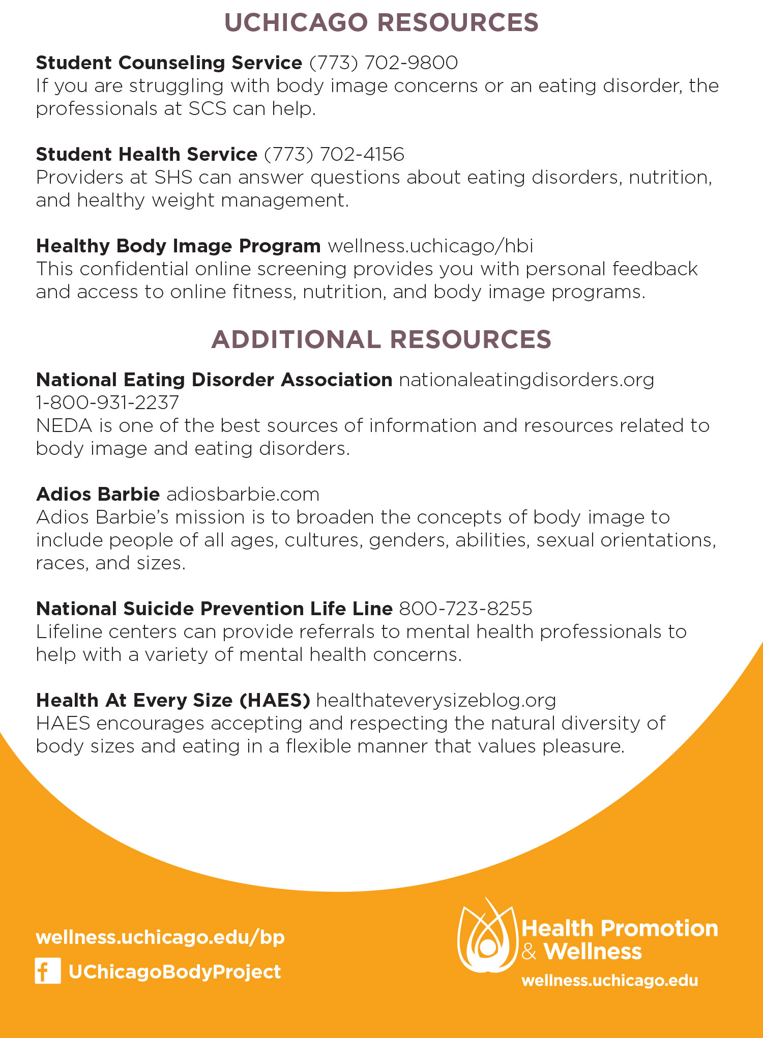 Body Project resources on and off campus