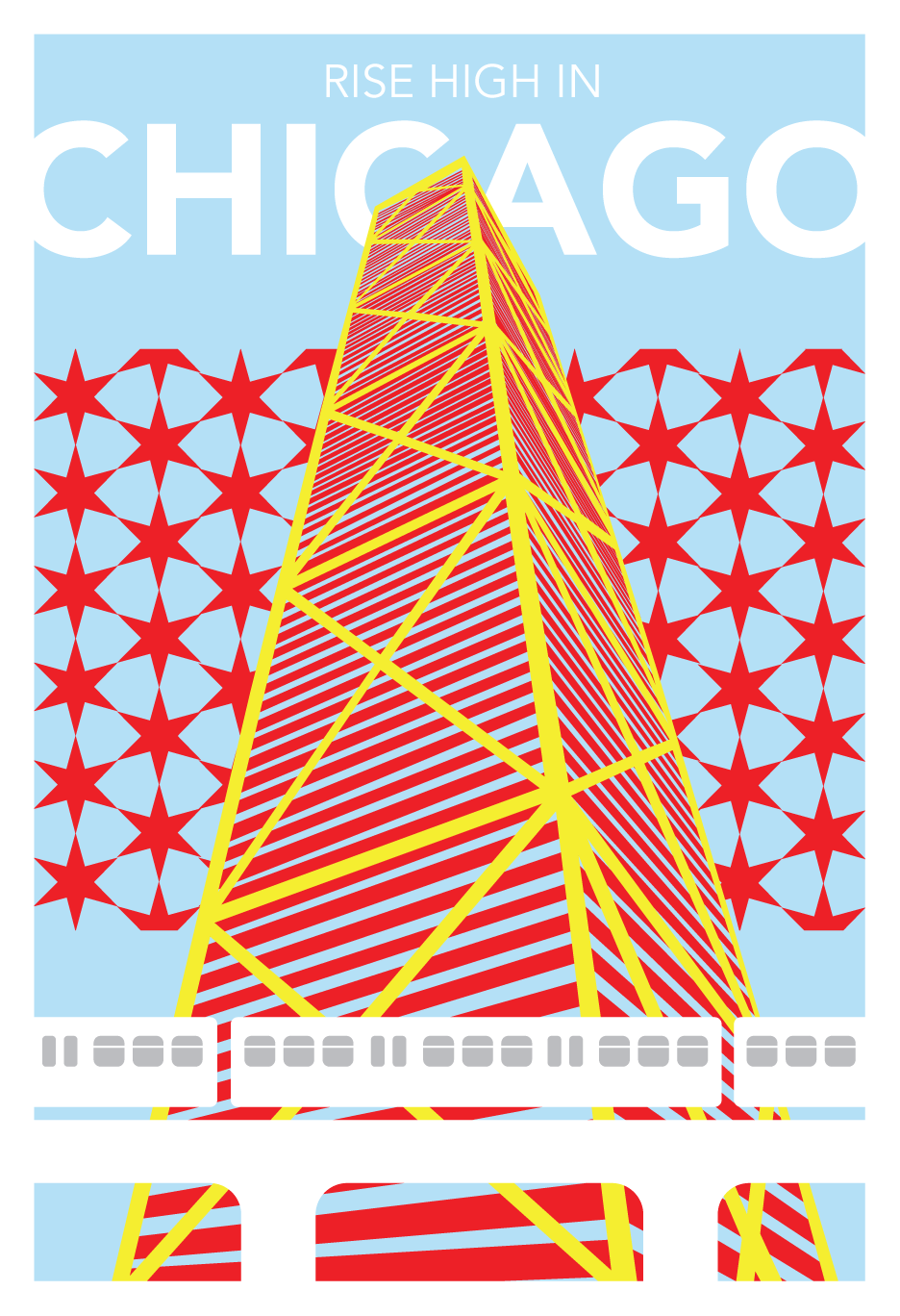 Chicago poster featuring skyscraper and elevated train