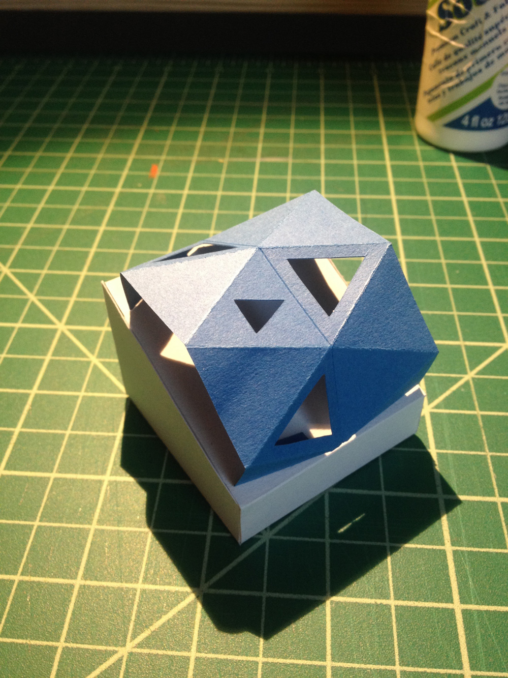 Box made out of blue paper