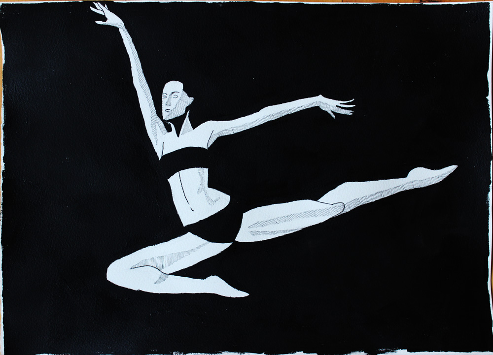 Dancer painted in Rockwell Kent's style