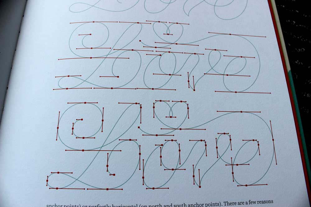 A page from Jessica Hische's first book, In Progress showing her vectorization process