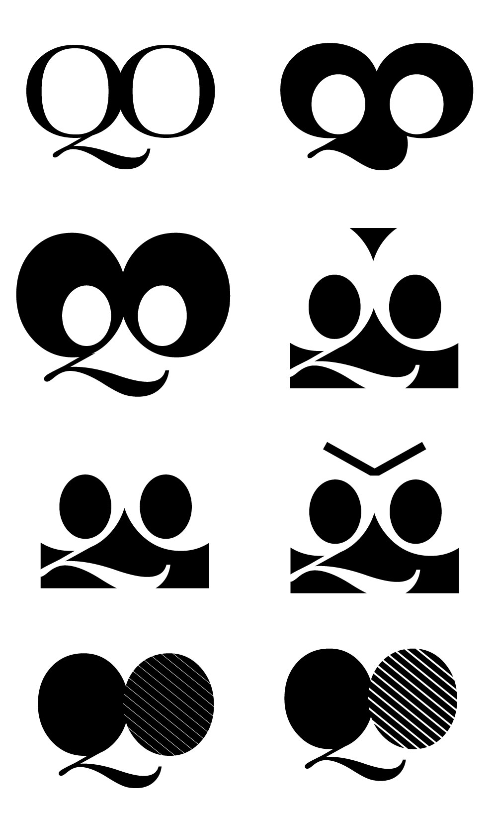 Face logo using the letters Q and O