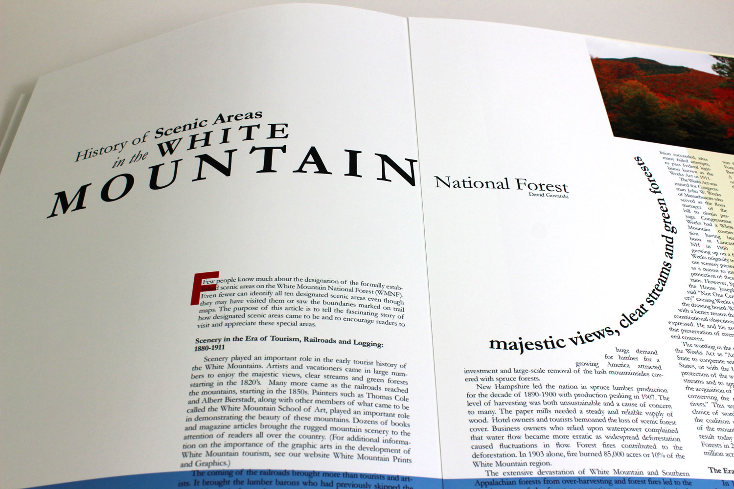 First spread close-up for White Mountains experimental typography publication designed by Chloe Atchue-Mamlet